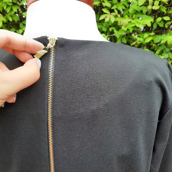 Chico's Asymmetric Leopard Colorblock Print Ponte Stretch Dress Slimming Petite - Picture 7 of 11